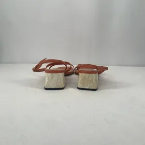 Pedro Square Toe Heeled Sandal in Rust Size 9 or 39‎ Red thumbnail 3