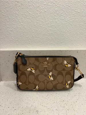 Coach Brown Bee Print Signature Nolita 19 Gold Hardware Small Designer EUC thumbnail 15