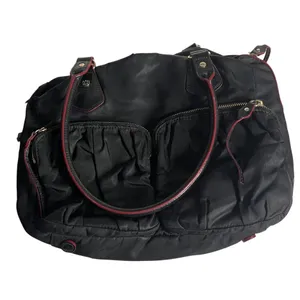 MZ WALLACE Black Shoulder Bag Jane Bedford Nylon Multi Pockets Red Lining thumbnail 3