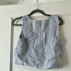 Madewell Scoopneck Crop Tank in 100% Linen in Bluestone Size 2 NWT thumbnail 10