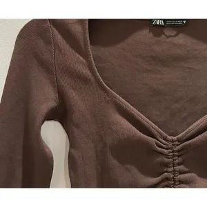 Zara Brown Ruched Drawstring Front Crop Top thumbnail 3
