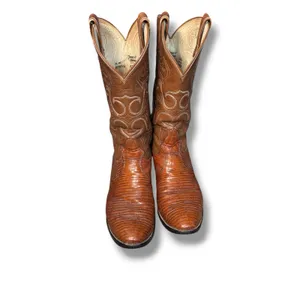 Vintage Tony Lama Lizard Western Cowboy Boots Brown Leather Men’s 10.5 D‎ Boho thumbnail 4