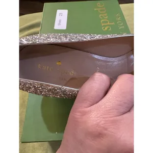 Kate Spade Dolores Silver‎ Gold Glitter Block Heel Pumps Women Size 6 Display thumbnail 8