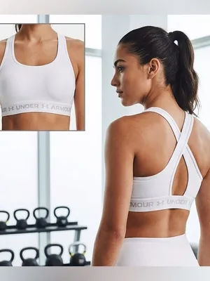 Under Armour White Crossback Sports Bra with Logo Band size S thumbnail 2