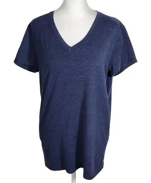 Blue Mountain Navy Short Sleeve V-Neck T-Shirt Size Medium thumbnail 1