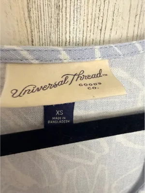Universal Thread Womens XS Blue Floral Linen Blend Tiered Mini Dress Cottagecore thumbnail 5