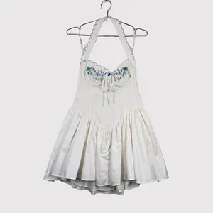 For Love & Lemons Mini Dress White Tea Time Poplin Bustier Basque Waist Medium thumbnail 2