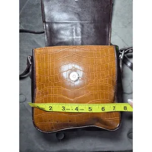 Western Y2K Croc-Embossed Y2K Heart Accent Shoulder Bag - Brown/Ta thumbnail 11
