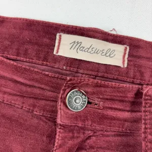 Madewell Cali Demi-Boot Jeans Womens 31 Red Corduroy Mid Rise Bootcut Stretch thumbnail 2