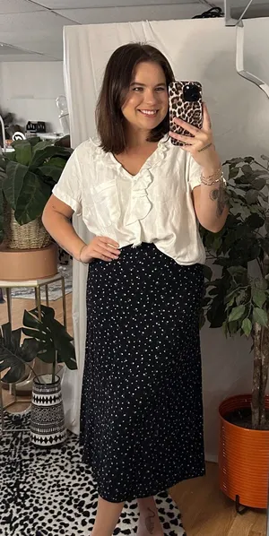 John Galt Dainty Floral Maura A-Line Midi Skirt Navy thumbnail 1