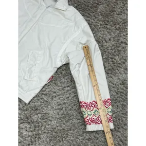 Vintage 90s Nike White Track Jacket Women’s Aztec Sun Embroidered Windbreaker S thumbnail 15