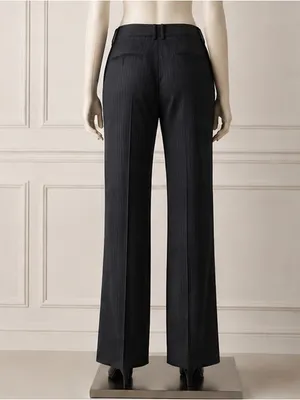 Anne Klein Wool Blend Charcoal Pinstripe Wide Leg Dress Pants 14 thumbnail 3