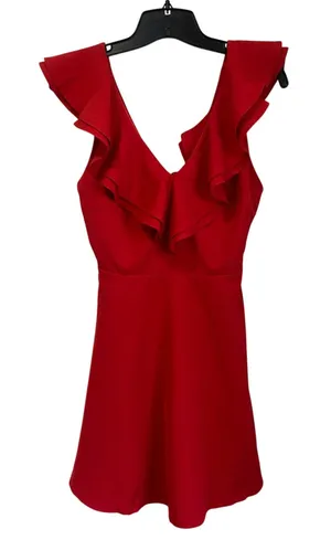 Lulus Divine Darling Red Ruffle Mini‎ Skater Dress Size S Romantic Party Date thumbnail 1