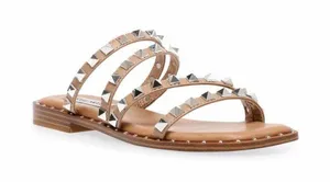 Steve Madden Nude Studded Triple-Strap Slide Sandals thumbnail 1