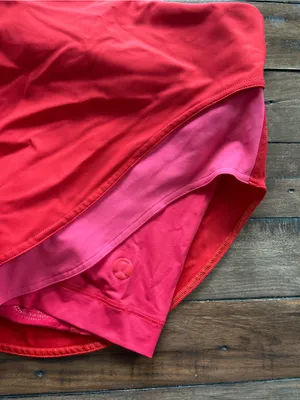 Lululemon Asymmetrical Layered High Rise Tennis Skirt Skort Pink Orange 2 thumbnail 7