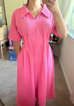 Cool fabric pink dress. S thumbnail 1