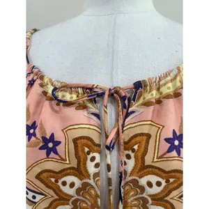Farm‎ Rio Paisley Floral Tie Front Boho Festival Mini Dress Size Large thumbnail 5