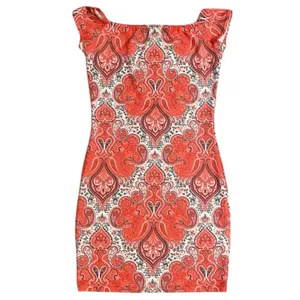 Missguided Suede Off The Shoulder Pink Paisley Bodycon Dress 🫶 thumbnail 2