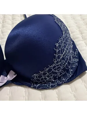 Victoria’s Secret Very Sexy Push Up Bra Underwire 32D Blue With Lace Trim thumbnail 11
