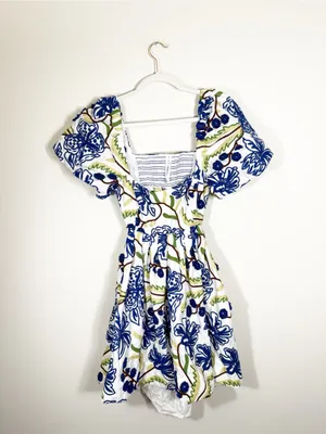 Anthropologie Puff-Sleeve Babydoll Mini Dress Embroidered Floral Medium thumbnail 5