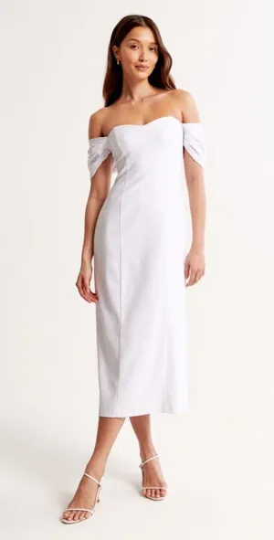 Abercrombie White Midi Dress thumbnail 1
