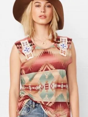 Denim & Supply Ralph Lauren Southwestern Aztec Beaded Sleeveless Top M thumbnail 1