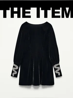 Zara THE ITEM Black Velvet Dress‎ size L thumbnail 4