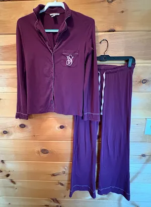 Victoria's Secret Burgundy Pajama Set size XS thumbnail 1