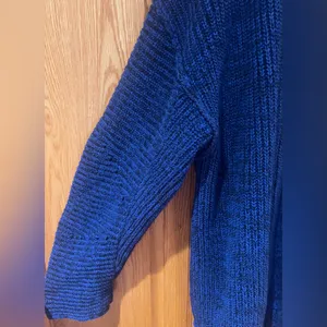 Free People High Hopes Chunky Knit Open‎ Front Cardigan in Blue Combo Size Large thumbnail 11