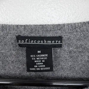 Sofiacashmere Sweater Womens Medium Gray Star Print Cashmere Blend Pullover thumbnail 4