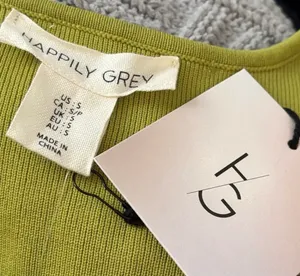 Happily Grey Ribbed Cropped Long Sleeve Top in Chartreuse/Lime Green thumbnail 7