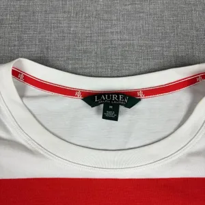 Lauren Ralph Lauren T-Shirt Womens M Red Striped Crew Neck Short Sleeve Nautical thumbnail 4