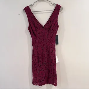 NWT Lulus Nevaeh Burgundy Lace Cutout Sleeveless Mini Dress SMALL‎ thumbnail 5