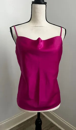 Banana Republic Pink Satin Cami‎ Small Cowl Neck Jewel Tone Minimalist Chic Top thumbnail 1