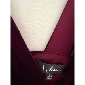 Lulus Velvet Mini Dress Womens Large Burgundy Wine Deep V-Neck Cocktail Party L thumbnail 6