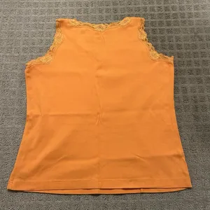 Y2K Retro Karen Scott Sport Womens Tank Top Shirt Size Medium M Orange‎ Lace thumbnail 9