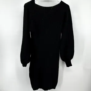 Lulus Heart Of Mine Black Sweater Dress Knit Balloon Sleeve Ribbed Mini thumbnail 3