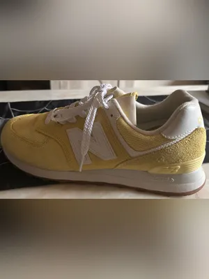 New Balance 574 Fall Suede Sneakers in Lemon Haze Sz 9.5 Grunge Indie Sleaze thumbnail 3