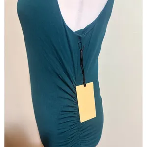 Halogen Ruched Midi Dress Womens Medium Teal New Mock Neck Sleeveless thumbnail 10