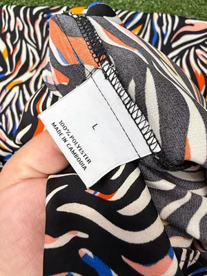 van winkle & co. Zebra Stripe V-Neck Short Dolman Sleeve Satin Midi Caftan Lg thumbnail 9