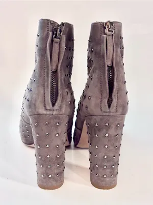 J. Crew Grey Suede Studded Ankle Booties thumbnail 4