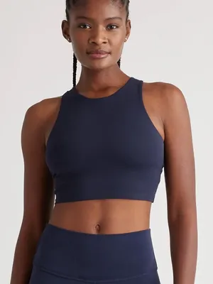 NWT Quince Ultra Form high neck crop tank deep navy extra small thumbnail 1