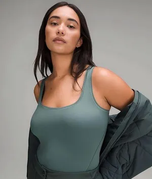 Lululemon Wundermost Square Neck Nulu Bodysuit Sleeveless Forest Green 1X NWT thumbnail 1