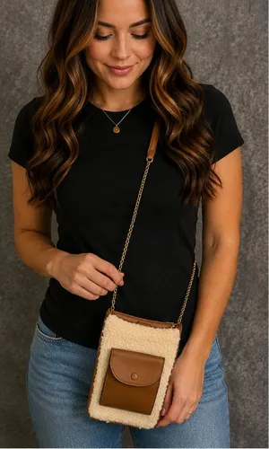 Steve Madden Sherpa Faux Fur Mini Crossbody Phone Bag thumbnail 1