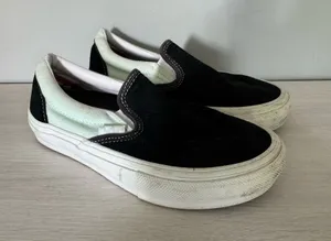 M3.5 W5 VANS Sneakers POP CUSH Slip On Skateboarding MINT GREEN BLK thumbnail 1