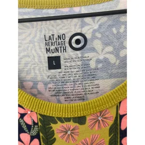 Target Latino Heritage Month Green Pink Boho Naturecore Floral Patchwork T-Shirt thumbnail 4