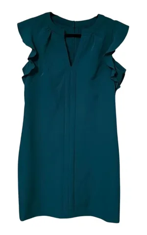 Vince Camuto Teal Ruffle Sleeve V‎ Neck Sheath Dress Size 10 thumbnail 1