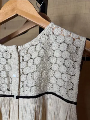 Zara Basic Cream Crochet Sequin Boho Tunic Top Size Medium thumbnail 9