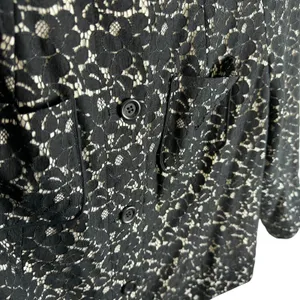 Talbots Black Floral Lace Overlay 3/4 Sleeve Crew Neck Line Button‎ Up Blazer 14 thumbnail 3