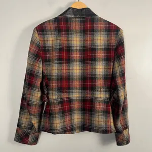 Jordon & Cole vintage plaid 90s wool collar zip up jacket size large thumbnail 5